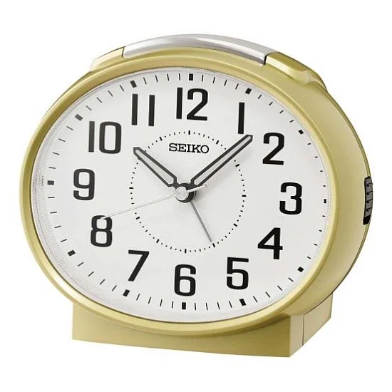 Seiko Zegar Biurkowy Analogowy Okrągły Złoty Podświetlany z Alarmem QHK059G