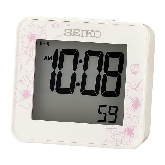 Seiko Zegar Biurkowy Cyfrowy Prostokątny Biały z Alarmem i Termometrem QHL097W