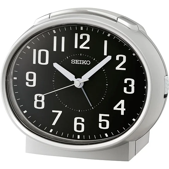 Seiko Zegar Biurkowy Analogowy Okrągły Szary Podświetlany z Alarmem QHK059A