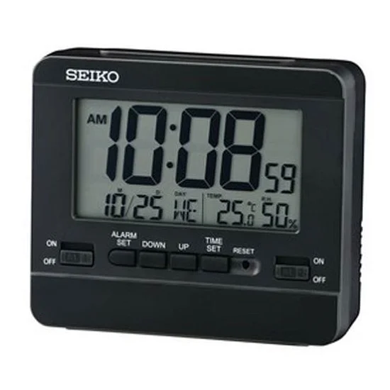 Seiko Zegar Biurkowy Cyfrowy Prostokątny Czarny z Alarmem i Termometrem QHL086K