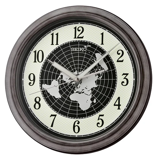 Seiko Zegar Ścienny Analogowy Okrągły Brązowy Mapa Świata QXA825S