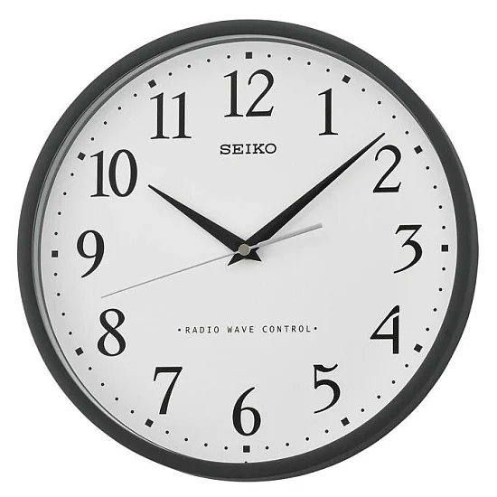 Seiko Zegar Ścienny Analogowy Okrągły Czarny Sterowany Falami Radiowymi QXR210K