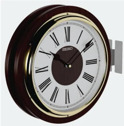 Seiko Zegar Ścienny Analogowy Dwustronny Brązowy z Uchwytem Montażowym do Ściany QXA871B