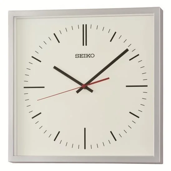 Seiko Zegar Ścienny Analogowy Kwadratowy Srebrny Klasyczny QXA868A