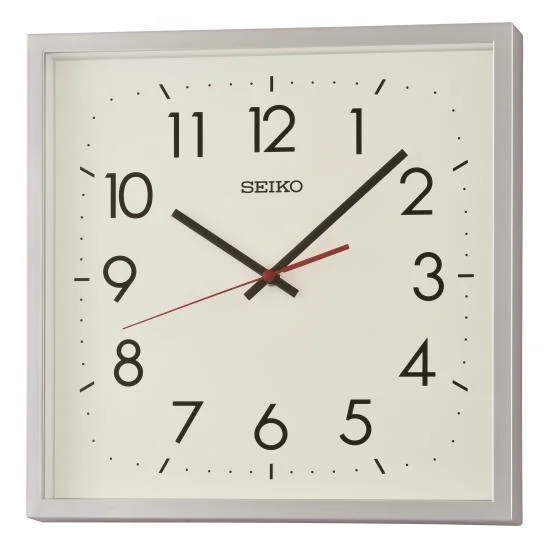 Seiko Zegar Ścienny Analogowy Kwadratowy Srebrny Klasyczny QXA868S
