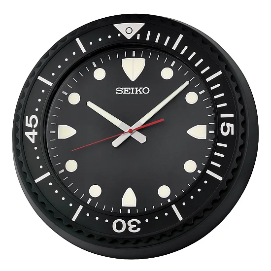 Seiko Zegar Ścienny Analogowy Okrągły Czarny Diver QXA849K