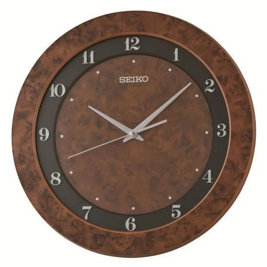 Seiko Zegar Ścienny Analogowy Okrągły Drewniany Brązowy Klasyczny QXA869B