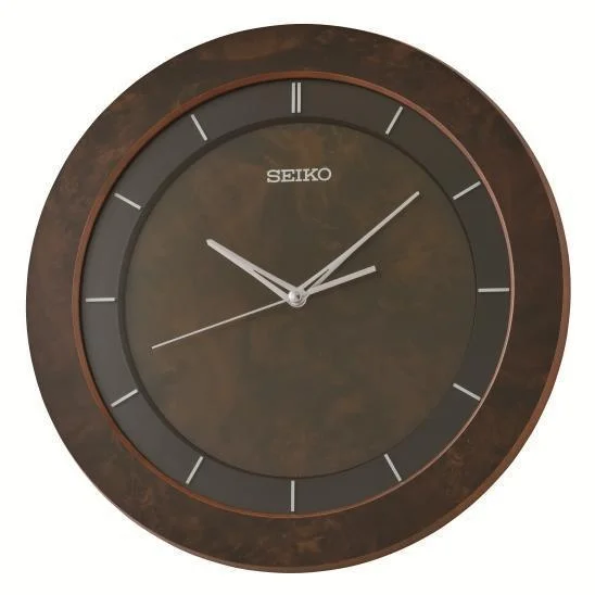 Seiko Zegar Ścienny Analogowy Okrągły Drewniany Brązowy Minimalistyczny QXA869Z