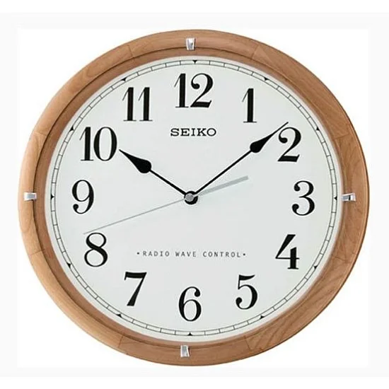 Seiko Zegar Ścienny Analogowy Okrągły Drewniany Sterowany Falami Radiowymi QXR208Z