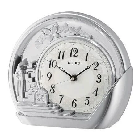 Seiko Zegar Biurkowy Analogowy Zaokrąglony Szary QXN232S