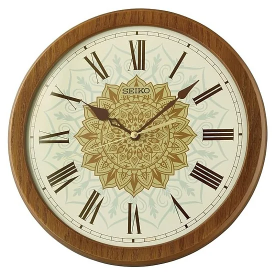 Seiko Zegar Ścienny Analogowy Okrągły Drewniany Mandala QXA857Z