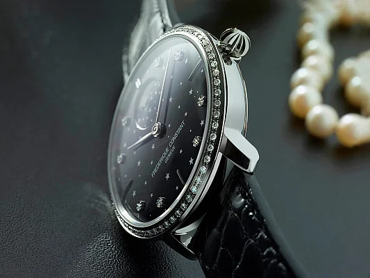 Frederique Constant Slimline Manufacture Moonphase Ladies Diamonds Stars FC-701BSD3SD6