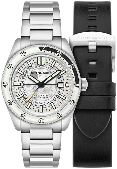 Spinnaker Fleuss Automatic Date Skeleton Brilliant White Severn Edition Set SP-5118-33