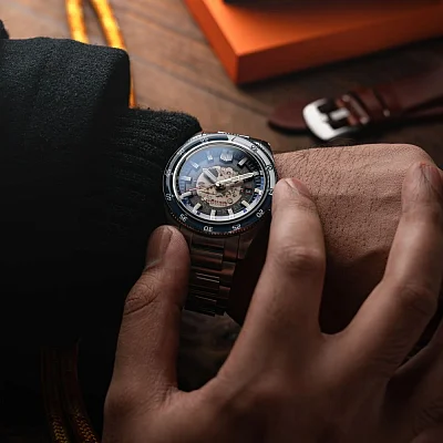Spinnaker Fleuss Automatic Date Skeleton Moonlight Blue Severn Edition Set SP-5118-22