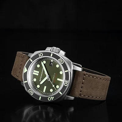 Spinnaker Hull Diver Alligator Green Automatic Date Ceramic SP-5088-03