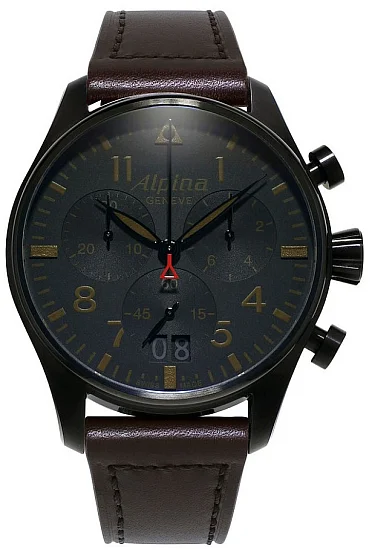Alpina Startimer Pilot Quartz Chronograph Big Date Shadow Line Black PVD AL-372BBG4FBS6