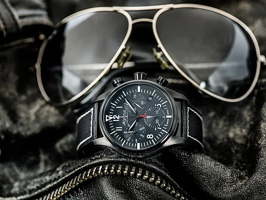 Alpina Startimer Pilot Quartz Chronograph Day-Date Black PVD AL-371BB4FBS6