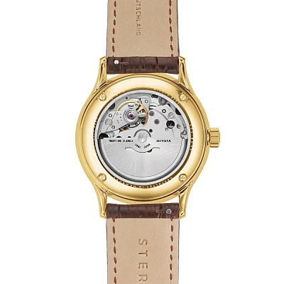 Sternglas Berlin Automatic Day-Date Champagne Dial Brown Leather Strap S02-BE14-HE01