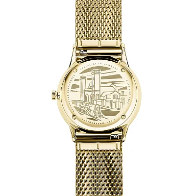 Sternglas Berlin Quartz Day-Date Champagne Dial Mesh S01-BE14-MI08