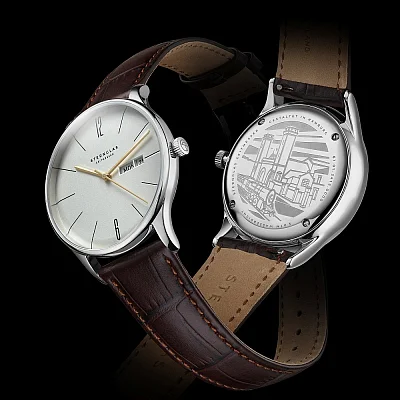 Sternglas Berlin Quartz Day-Date Metro Silver Brown Bracelet S01-BE10-HE05