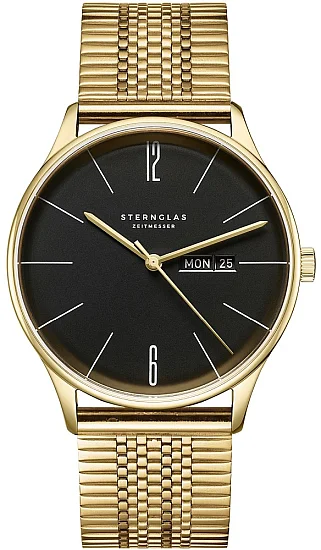Sternglas Berlin Quartz Day-Date Piano Black SuperSlim Bracelet S01-BE04-ME09
