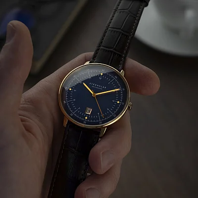 Sternglas Hamburg Quartz Date Dark Blue Gold S01-HH07-HE01