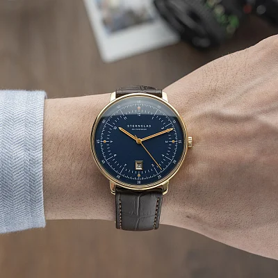 Sternglas Hamburg Quartz Date Dark Blue Gold S01-HH07-HE01