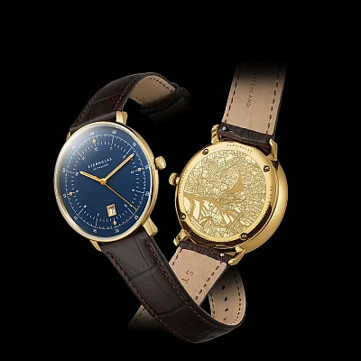 Sternglas Hamburg Quartz Date Dark Blue Gold S01-HH07-HE01