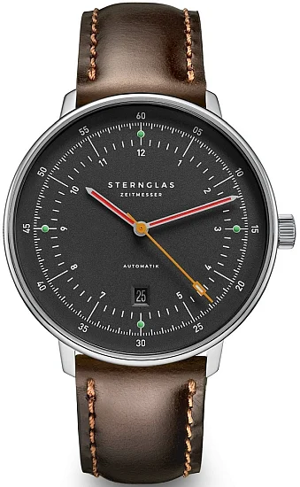 Sternglas Hamburg Automatic Date Neugraphit Brown Leather Strap S02-HH39-BR03
