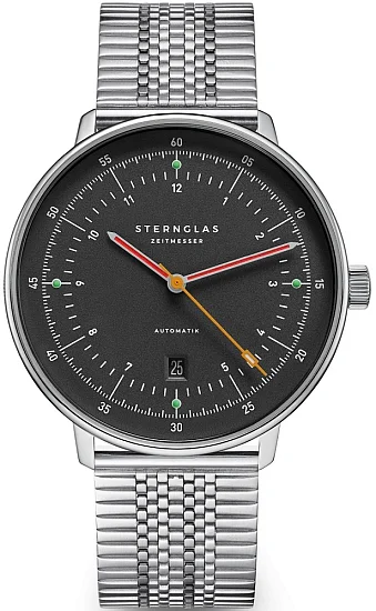 Sternglas Hamburg Automatic Date Neugraphit SuperSlim Bracelet S02-HH39-ME08