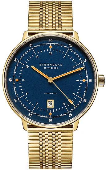 Sternglas Hamburg Automatic Edition Marine Dark Blue Gold Superslim Bracelet S02-HHM07-ME09