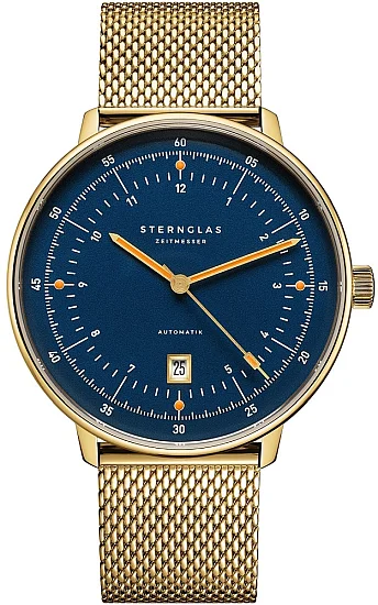 Sternglas Hamburg Automatic Edition Marine Dark Blue Gold Mesh S02-HHM07-MI05
