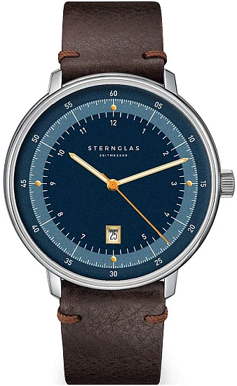 Sternglas Hamburg Edition 1911 Quartz Date Blue Dial Brown Leather Strap S01-HHT06-VI11