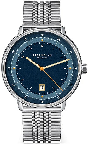 Sternglas Hamburg Edition 1911 Quartz Date Blue Dial Stainless Steel Mesh S01-HHT06-ME08
