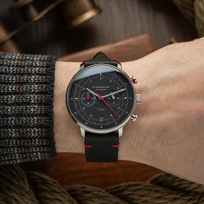 Sternglas Hamburg Mecha-Quartz Chrono Date Anthracite Dial Neuwerk Limited Edition S01-HCN03-VI29