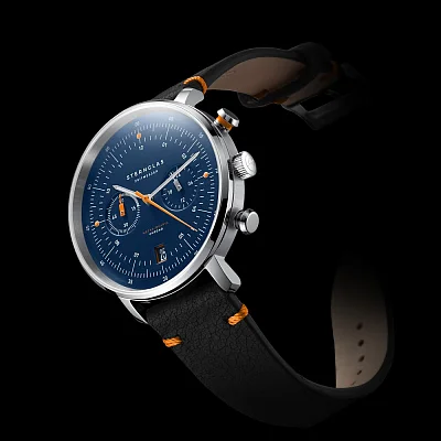 Sternglas Hamburg Mecha-Quartz Chrono Edition Kuste Date Dark Blue Dial Black Strap S01-HC06-EB05