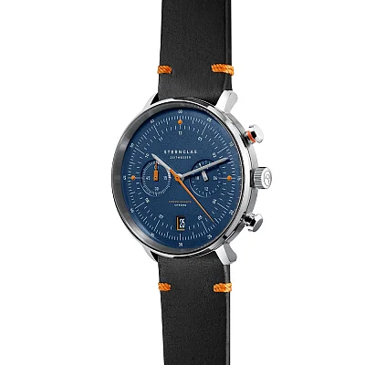 Sternglas Hamburg Mecha-Quartz Chrono Edition Kuste Date Dark Blue Dial Black Strap S01-HC06-EB05