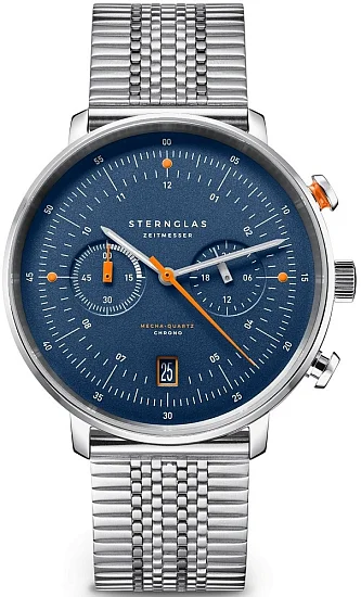 Sternglas Hamburg Mecha-Quartz Chrono Edition Kuste Date Dark Blue Dial SuperSlim Bracelet S01-HC06-ME08
