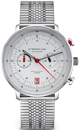 Sternglas Hamburg Mecha-Quartz Date Silver Dial SuperSlim Bracelet S01-HC10-ME08