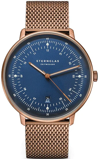 Sternglas Hamburg Quartz Date Dark Blue Bronze PVD Mesh S01-HH27-MI11