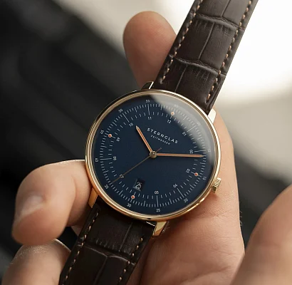 Sternglas Hamburg Quartz Date Limited Edition Marine Brown Strap S01-HHM07-HE01