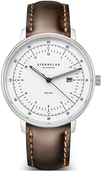 Sternglas Hamburg Solar Date White Dial S01-HS01-BR03