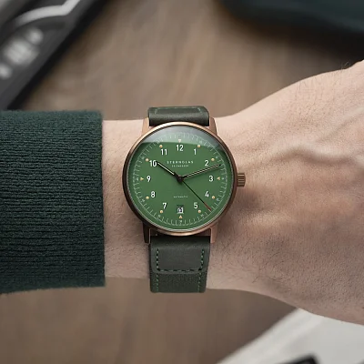 Sternglas Lumatik Automatic Date Green Dial Green Nylon Strap Edition Bronze S02-LMR19-NY07