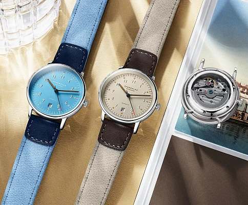 Sternglas Lumatik Automatic Date Light-Blue Dial Blue Nylon Strap S02-LM17-NY05