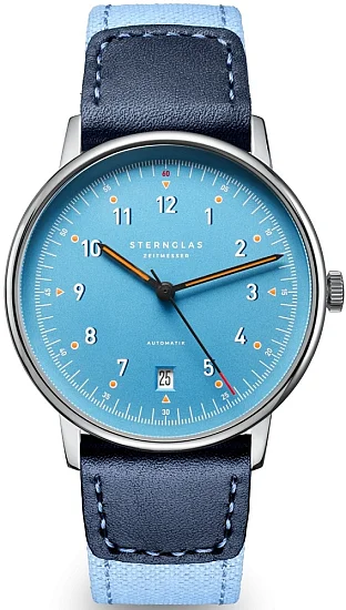 Sternglas Lumatik Automatic Date Light-Blue Dial Blue Nylon Strap S02-LM17-NY05
