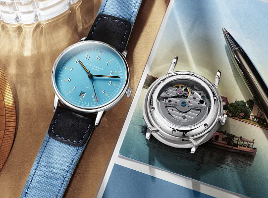 Sternglas Lumatik Automatic Date Light-Blue Dial Blue Nylon Strap S02-LM17-NY05