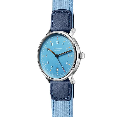 Sternglas Lumatik Automatic Date Light-Blue Dial Blue Nylon Strap S02-LM17-NY05