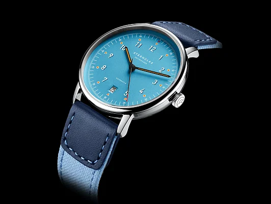 Sternglas Lumatik Automatic Date Light-Blue Dial Blue Nylon Strap S02-LM17-NY05