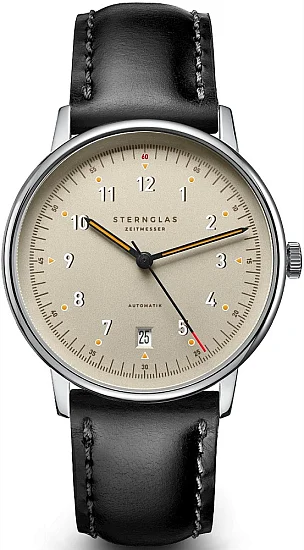 Sternglas Lumatik Automatic Date Sand Dial Black Leather Strap S02-LM26-BR02