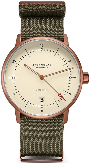Sternglas Naos Automatic Alabaster Bronze Field Forest Green Strap S02-NA42-FI05